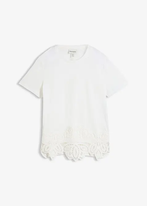 T-shirt avec soie et dentelle au crochet, bonprix