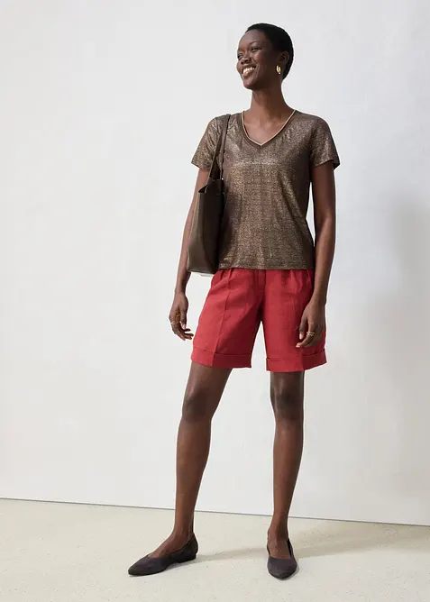 Shirt aus reinem Leinen mit Lurex, bonprix