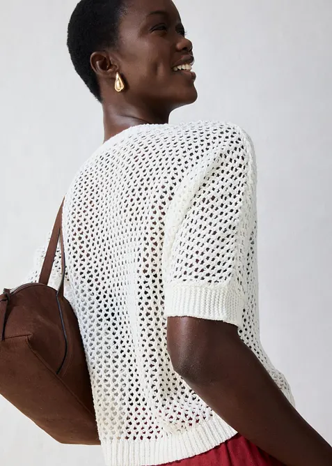 Gilet en maille ajour&eacute;e, bonprix