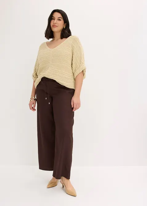 Pantalon large &agrave; pinces, bonprix