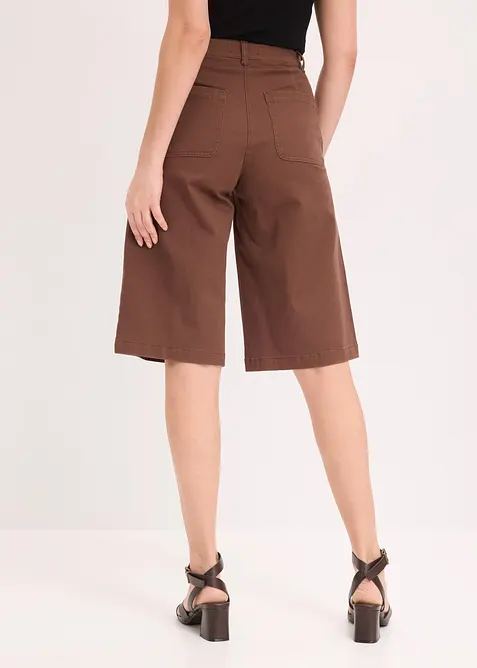 Wide Leg Bermuda aus elastischer Twillware, bonprix