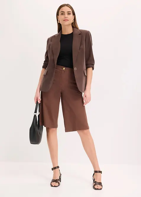Wide Leg Bermuda aus elastischer Twillware, bonprix