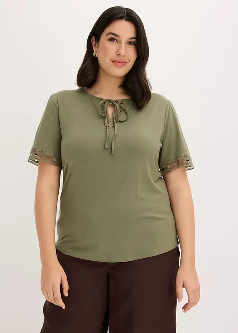 Shirt-Tunika mit Spitzenband, bonprix