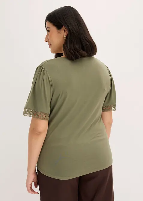 Shirt-Tunika mit Spitzenband, bonprix