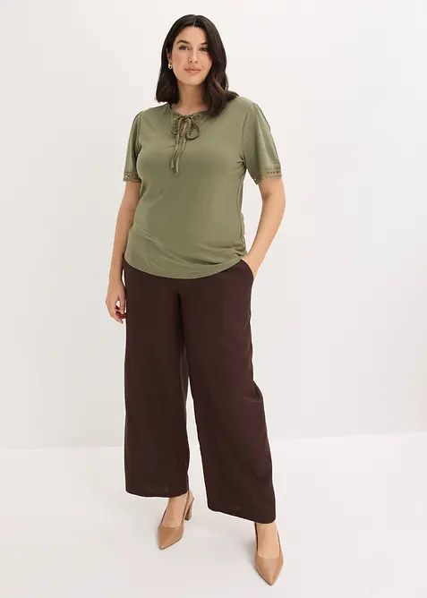 Shirt-Tunika mit Spitzenband, bonprix