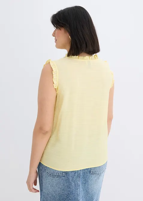 Top boutonn&eacute; &agrave; dentelle, bonprix