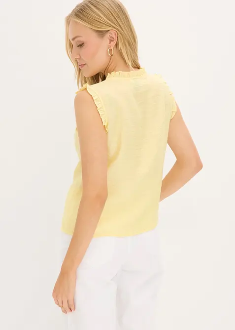 Top boutonn&eacute; &agrave; dentelle, bonprix