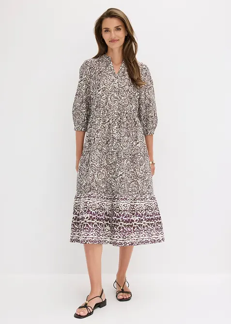 Robe midi en l&eacute;ger voile de coton, bonprix