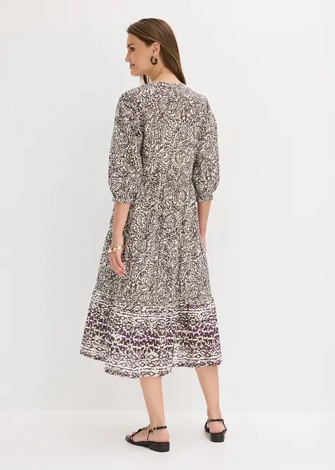 Robe midi en l&eacute;ger voile de coton, bonprix