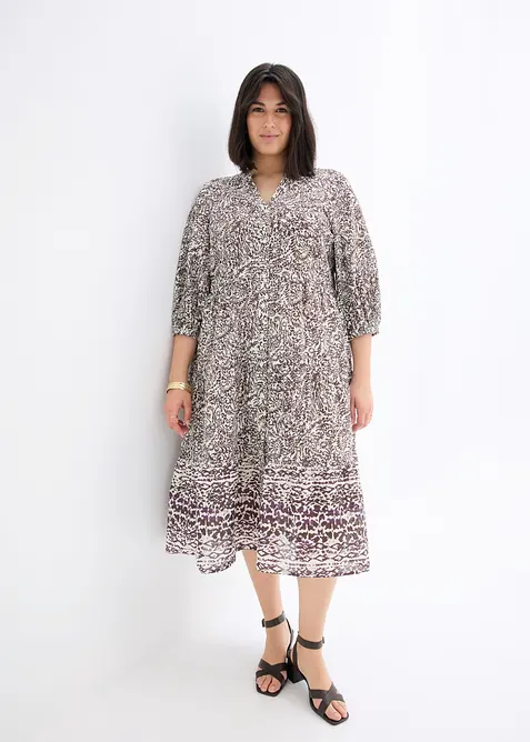 Robe midi en l&eacute;ger voile de coton, bonprix