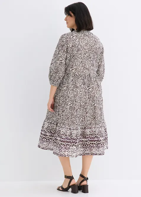 Robe midi en l&eacute;ger voile de coton, bonprix
