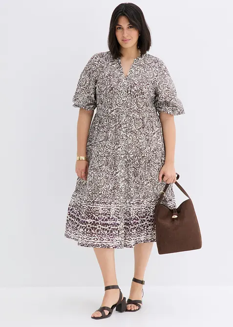 Robe midi en l&eacute;ger voile de coton, bonprix