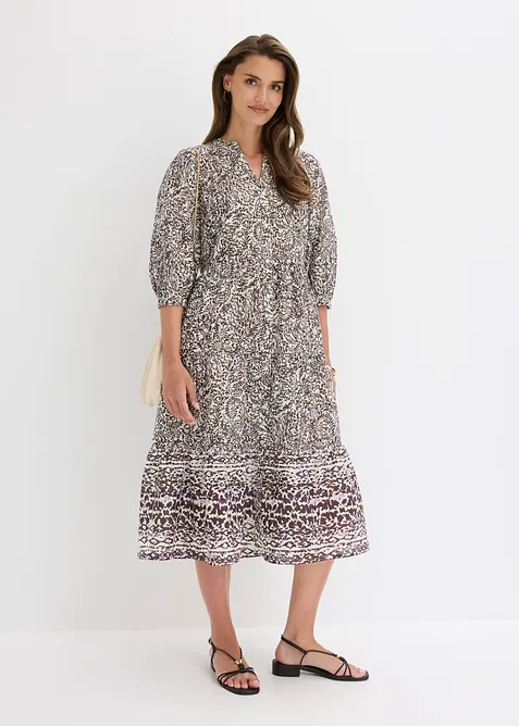 Robe midi en l&eacute;ger voile de coton, bonprix