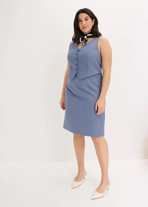 Robe fourreau sans manches effet blazer, bonprix