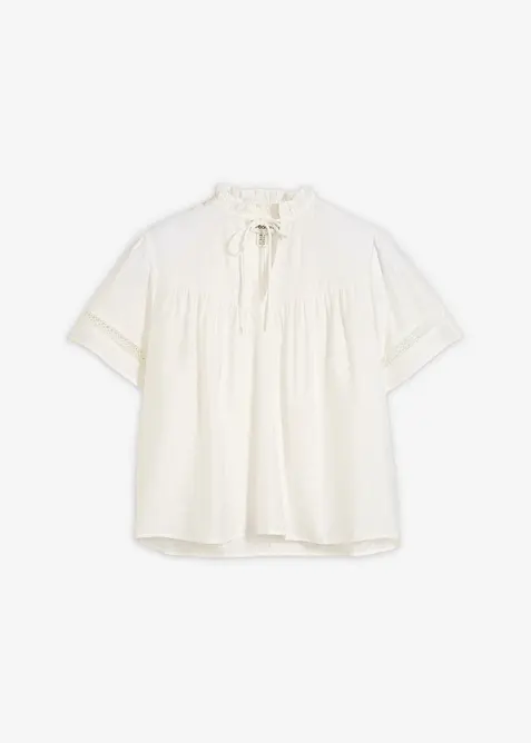 Blouse manches courtes  avec dentelle, bonprix