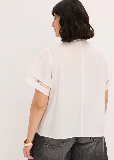Blouse manches courtes  avec dentelle, bonprix