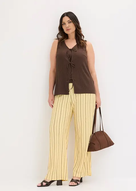 Pantalon taille &eacute;lastiqu&eacute;e en jersey textur&eacute;, bonprix
