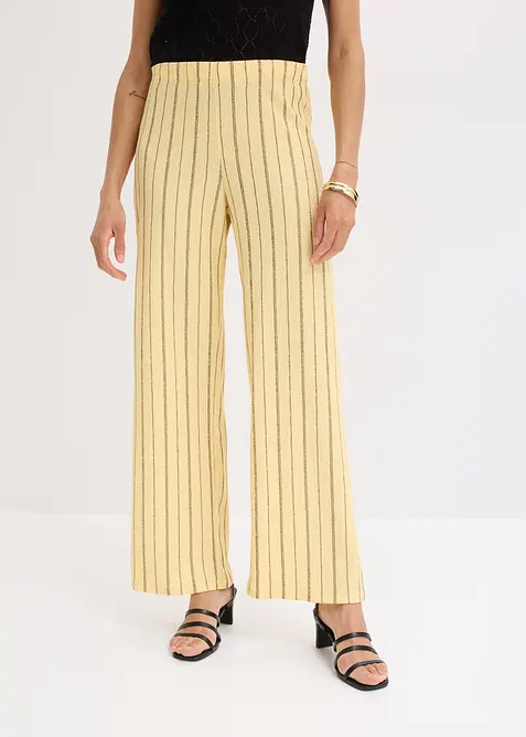 Pantalon taille &eacute;lastiqu&eacute;e en jersey textur&eacute;, bonprix