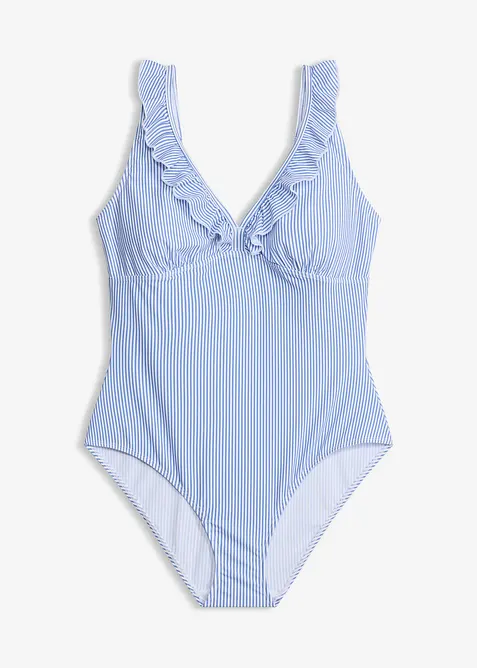 Maillot sculptant &agrave; volants, maintien l&eacute;ger, bonprix