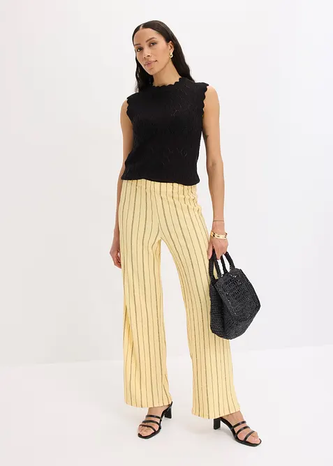Pantalon taille &eacute;lastiqu&eacute;e en jersey textur&eacute;, bonprix