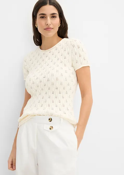 Pull ajour&eacute; en coton, bonprix