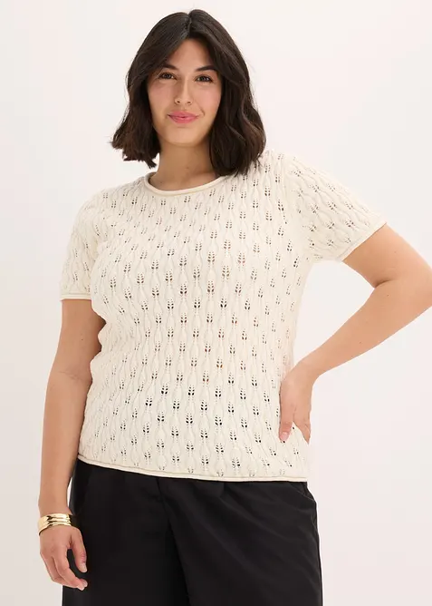 Pull ajour&eacute; en coton, bonprix