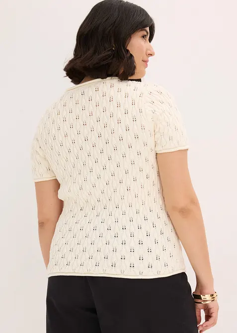 Pull ajour&eacute; en coton, bonprix