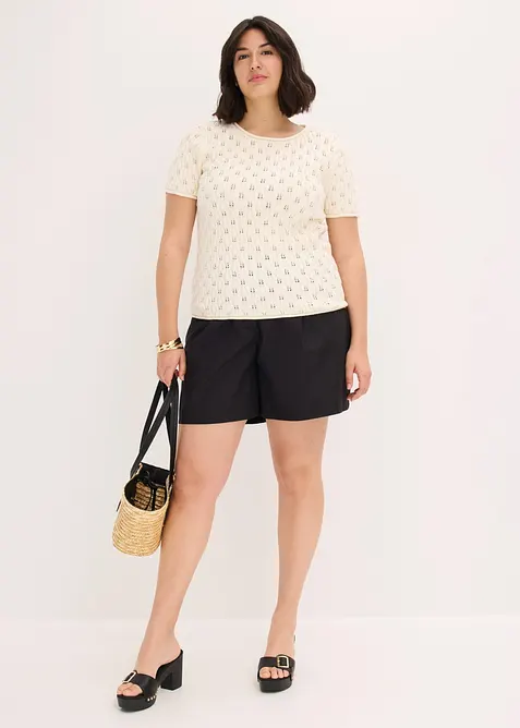 Pull ajour&eacute; en coton, bonprix