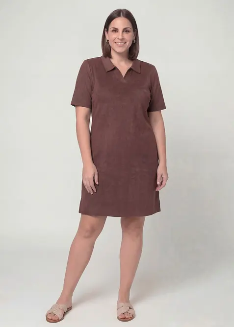 Knieumspielendes Frottee-Kleid mit Polokragen, bonprix