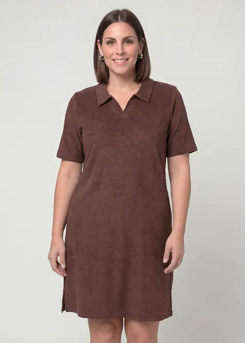 Knieumspielendes Frottee-Kleid mit Polokragen, bonprix