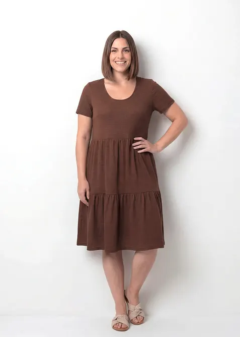 Shirtkleid mit Strukturmuster aus Viskose-Mix, bonprix