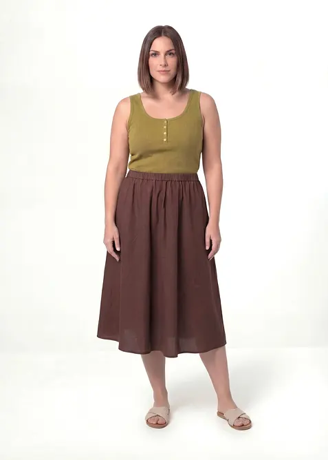 Midirock aus Leinen-Mix, bonprix