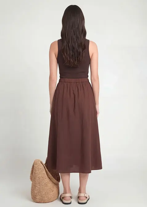 Jupe midi en lin majoritaire, bonprix