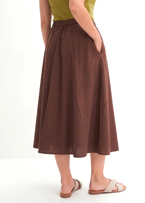 Midirock aus Leinen-Mix, bonprix