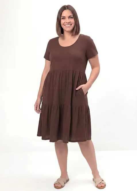 Shirtkleid mit Strukturmuster aus Viskose-Mix, bonprix