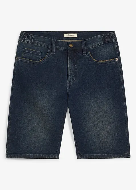 Bermuda long en jean &agrave; taille extensible, loose, bonprix