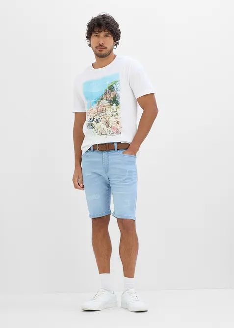 Bermuda en jean &agrave; taille extensible, regular, bonprix