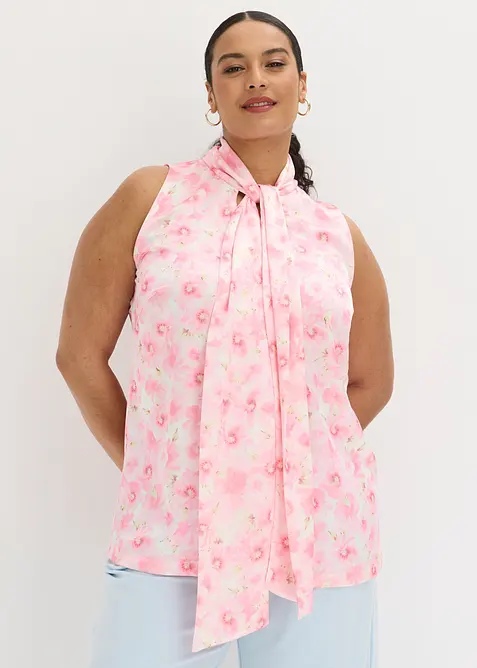 Schlupfbluse aus gl&auml;nzendem Satin mit Bindedetail, bonprix