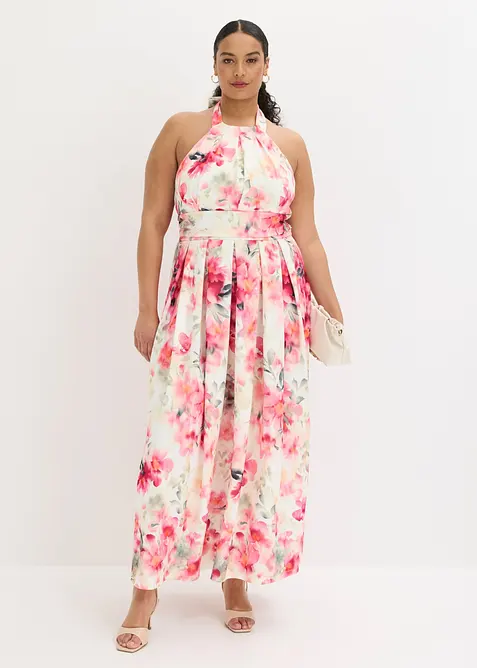 Neckholder-Kleid aus strukturiertem Crepe, bonprix