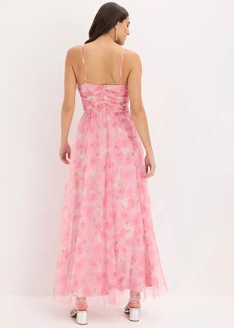 Maxikleid aus zartem T&uuml;ll mit Drapierung, bonprix
