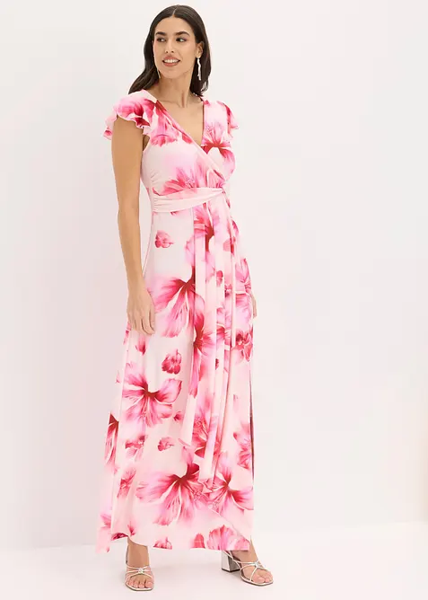 Robe longue en jersey fin avec drap&eacute;, bonprix