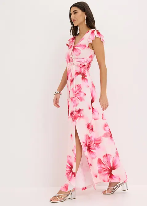 Robe longue en jersey fin avec drap&eacute;, bonprix