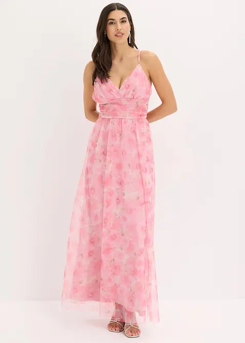 Maxikleid aus zartem T&uuml;ll mit Drapierung, bonprix