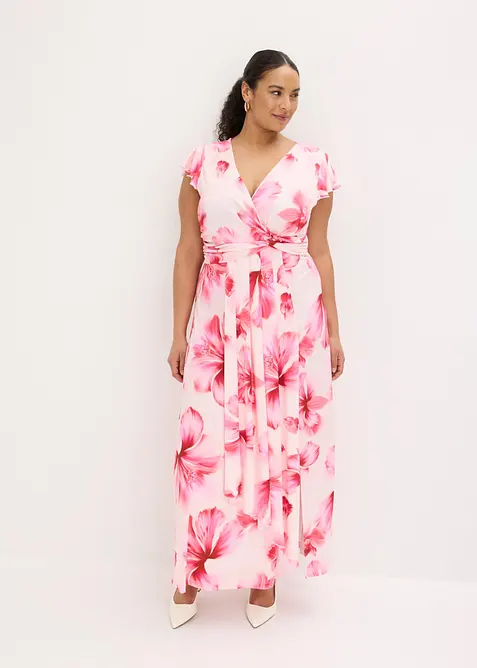 Robe longue en jersey fin avec drap&eacute;, bonprix