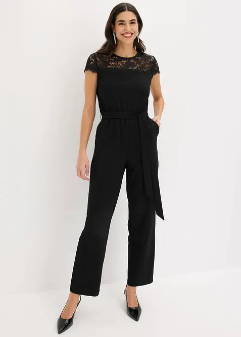 Overall aus feinem Jersey mit Spitze, bonprix
