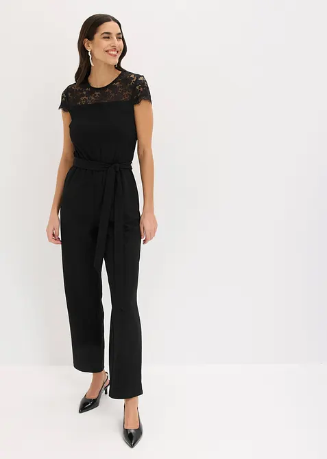 Overall aus feinem Jersey mit Spitze, bonprix