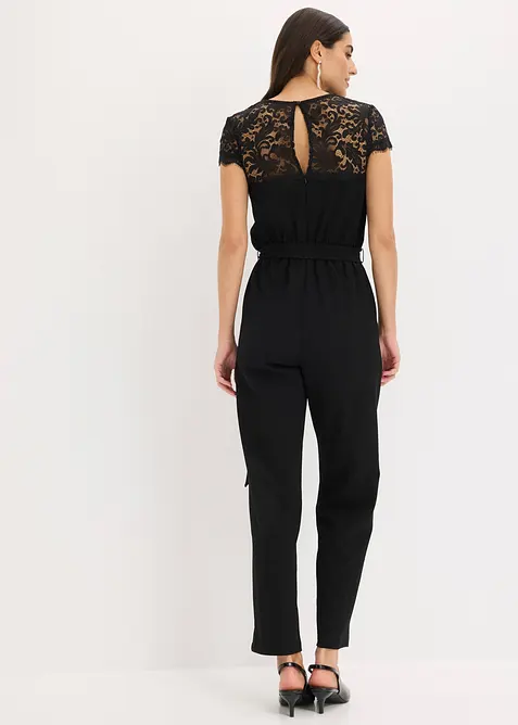 Overall aus feinem Jersey mit Spitze, bonprix