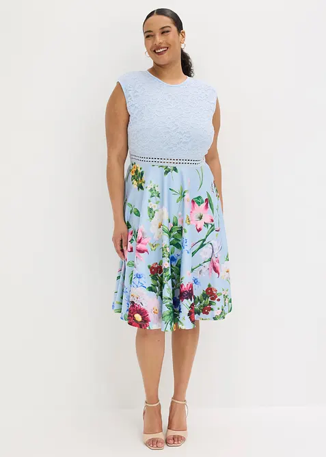 Robe midi &agrave; dentelle, bonprix