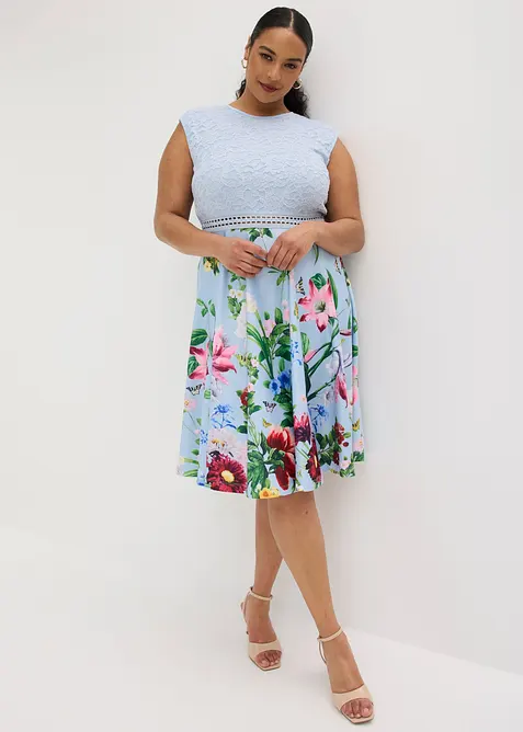 Robe midi &agrave; dentelle, bonprix