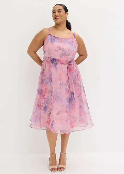 Midikleid aus zartem T&uuml;ll mit Bindeband, bonprix